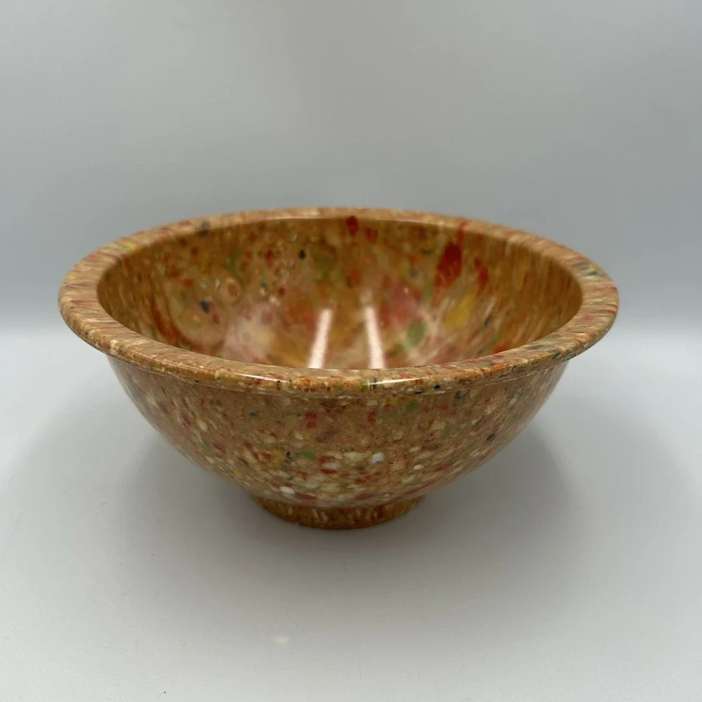 Vintage Confetti Melamine Mixing Bowl 8 Inch #111 Orange Brown Speckled